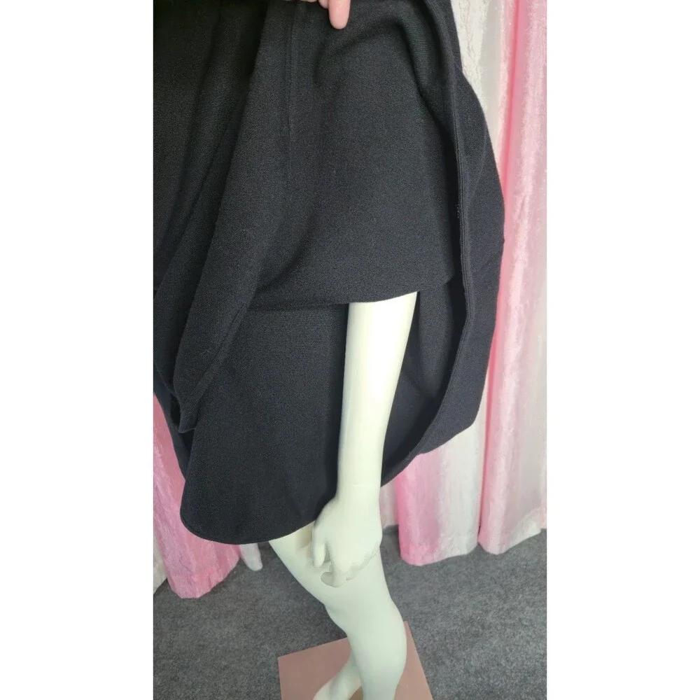 Boston Proper Black Faux Fur Trim Cape Shawl Evening Wrap Size Large XL